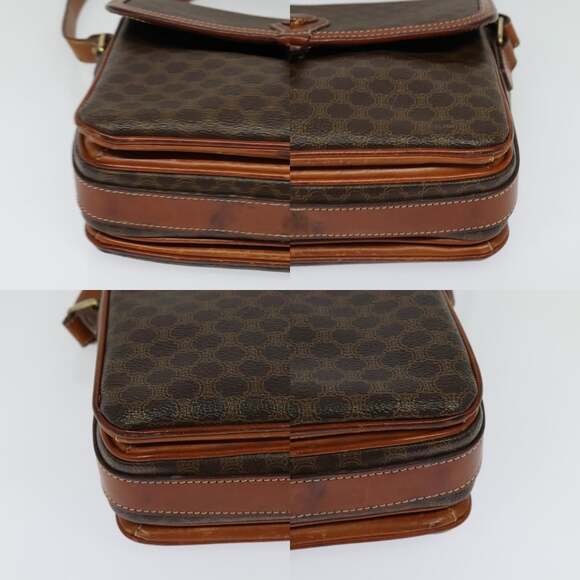 CELINE Macadam Canvas Shoulder Bag Pvc Leather Brown Gold - Picture 10 of 13